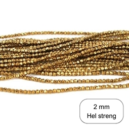2 mm guldfarvet Hæmatit, facet, 1/1 streng